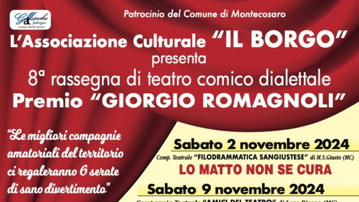 A Montecosaro rassegna di teatro comico dialettale, premio Giorgio Romagnoli – 8^ edizione